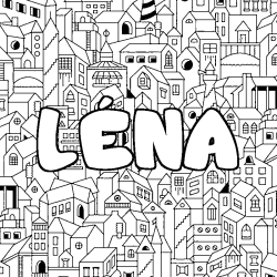 Coloración del nombre LÉNA - decorado ciudad