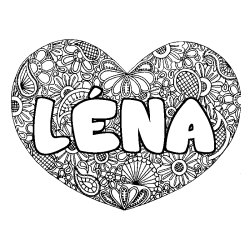 Dibujo para colorear L&Eacute;NA - decorado mandala de coraz&oacute;n