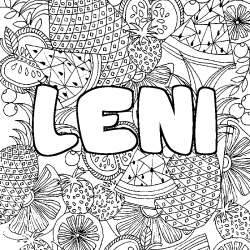 Coloración del nombre LENI - decorado mandala de frutas