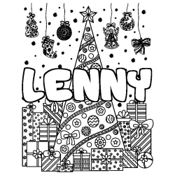 Coloración del nombre LENNY - decorado árbol de Navidad y regalos