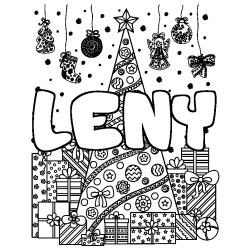 Coloración del nombre LENY - decorado árbol de Navidad y regalos