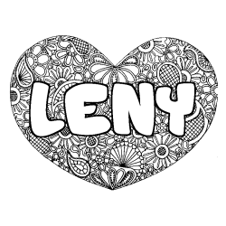 Coloración del nombre LENY - decorado mandala de corazón