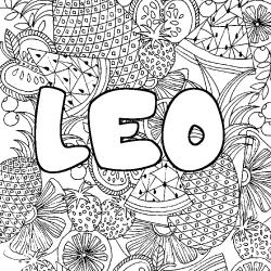 Coloración del nombre LEO - decorado mandala de frutas