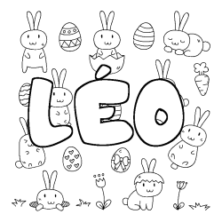 Coloración del nombre LÉO - decorado Pascua