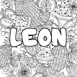 Coloración del nombre LEON - decorado mandala de frutas