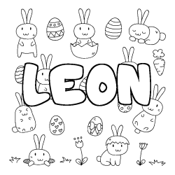 Coloración del nombre LEON - decorado Pascua