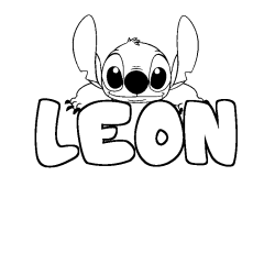 Coloración del nombre LEON - decorado Stitch