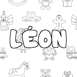 Coloración del nombre LÉON - decorado juguetes