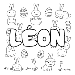 Coloración del nombre LÉON - decorado Pascua