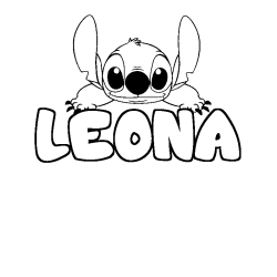 Coloración del nombre LEONA - decorado Stitch