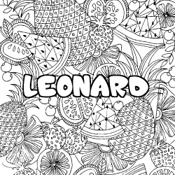 Coloración del nombre LEONARD - decorado mandala de frutas