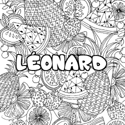 Coloración del nombre LÉONARD - decorado mandala de frutas