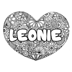 Coloración del nombre LEONIE - decorado mandala de corazón