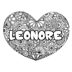 Dibujo para colorear LEONORE - decorado mandala de coraz&oacute;n