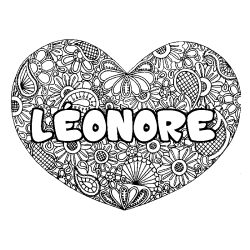 Coloración del nombre LÉONORE - decorado mandala de corazón