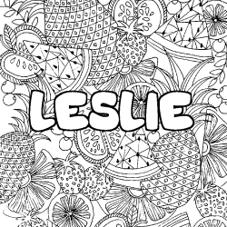 Coloración del nombre LESLIE - decorado mandala de frutas