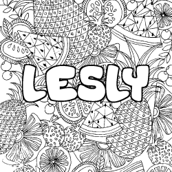 Coloración del nombre LESLY - decorado mandala de frutas