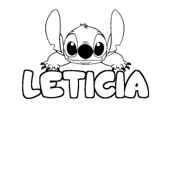 Coloración del nombre LETICIA - decorado Stitch