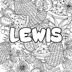 Coloración del nombre LEWIS - decorado mandala de frutas