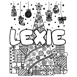 Dibujo para colorear LEXIE - decorado &aacute;rbol de Navidad y regalos