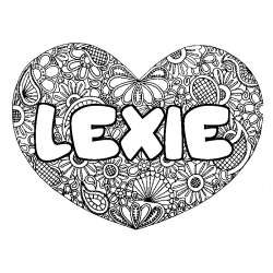 Coloración del nombre LEXIE - decorado mandala de corazón