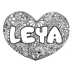 Dibujo para colorear LEYA - decorado mandala de coraz&oacute;n