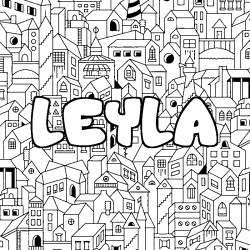 Dibujo para colorear LEYLA - decorado ciudad