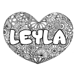 Coloración del nombre LEYLA - decorado mandala de corazón