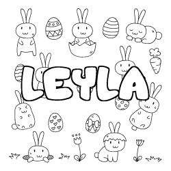 Coloración del nombre LEYLA - decorado Pascua