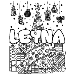 Coloración del nombre LEYNA - decorado árbol de Navidad y regalos