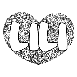 Dibujo para colorear LILI - decorado mandala de coraz&oacute;n