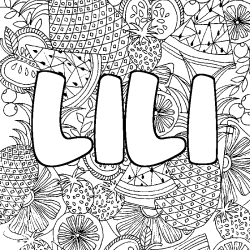 Dibujo para colorear LILI - decorado mandala de frutas