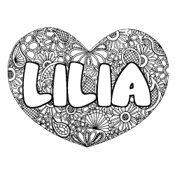 Dibujo para colorear LILIA - decorado mandala de coraz&oacute;n