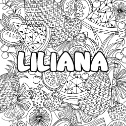 Coloración del nombre LILIANA - decorado mandala de frutas