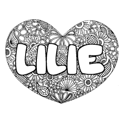 Dibujo para colorear LILIE - decorado mandala de coraz&oacute;n