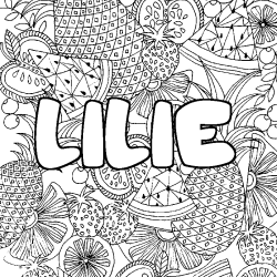 Coloración del nombre LILIE - decorado mandala de frutas