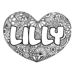 Coloración del nombre LILLY - decorado mandala de corazón