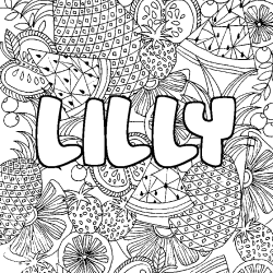 Dibujo para colorear LILLY - decorado mandala de frutas