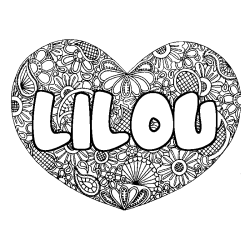 Dibujo para colorear LILOU - decorado mandala de coraz&oacute;n