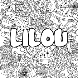 Coloración del nombre LILOU - decorado mandala de frutas