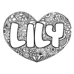 Dibujo para colorear LILY - decorado mandala de coraz&oacute;n