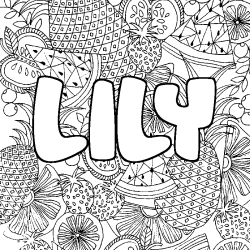 Dibujo para colorear LILY - decorado mandala de frutas