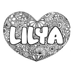 Dibujo para colorear LILYA - decorado mandala de coraz&oacute;n