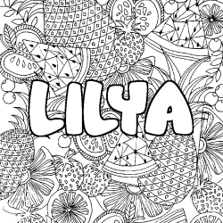 Coloración del nombre LILYA - decorado mandala de frutas