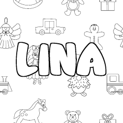 Coloración del nombre LINA - decorado juguetes