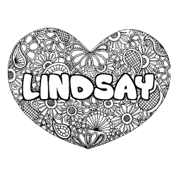 Coloración del nombre LINDSAY - decorado mandala de corazón