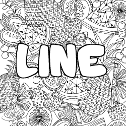 Dibujo para colorear LINE - decorado mandala de frutas