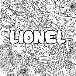 Coloración del nombre LIONEL - decorado mandala de frutas