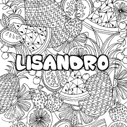 Coloración del nombre LISANDRO - decorado mandala de frutas