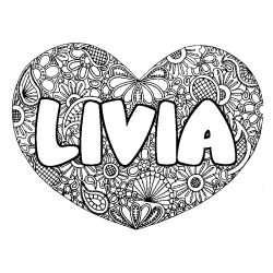 Dibujo para colorear LIVIA - decorado mandala de coraz&oacute;n